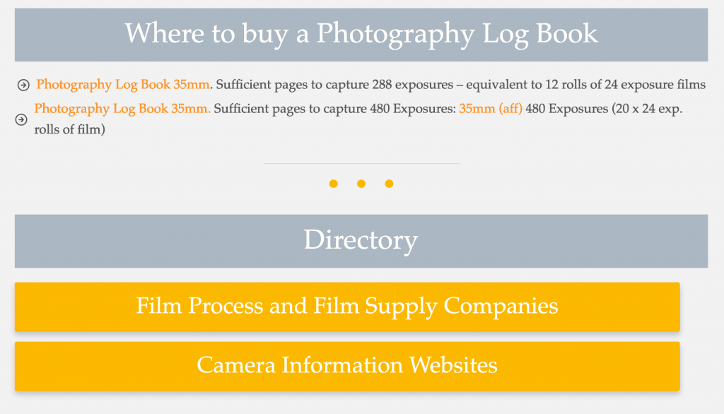 Photograph Log book page