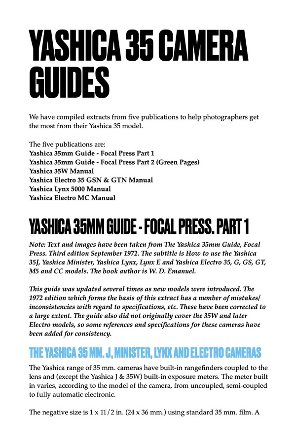Yashica Camera book example page